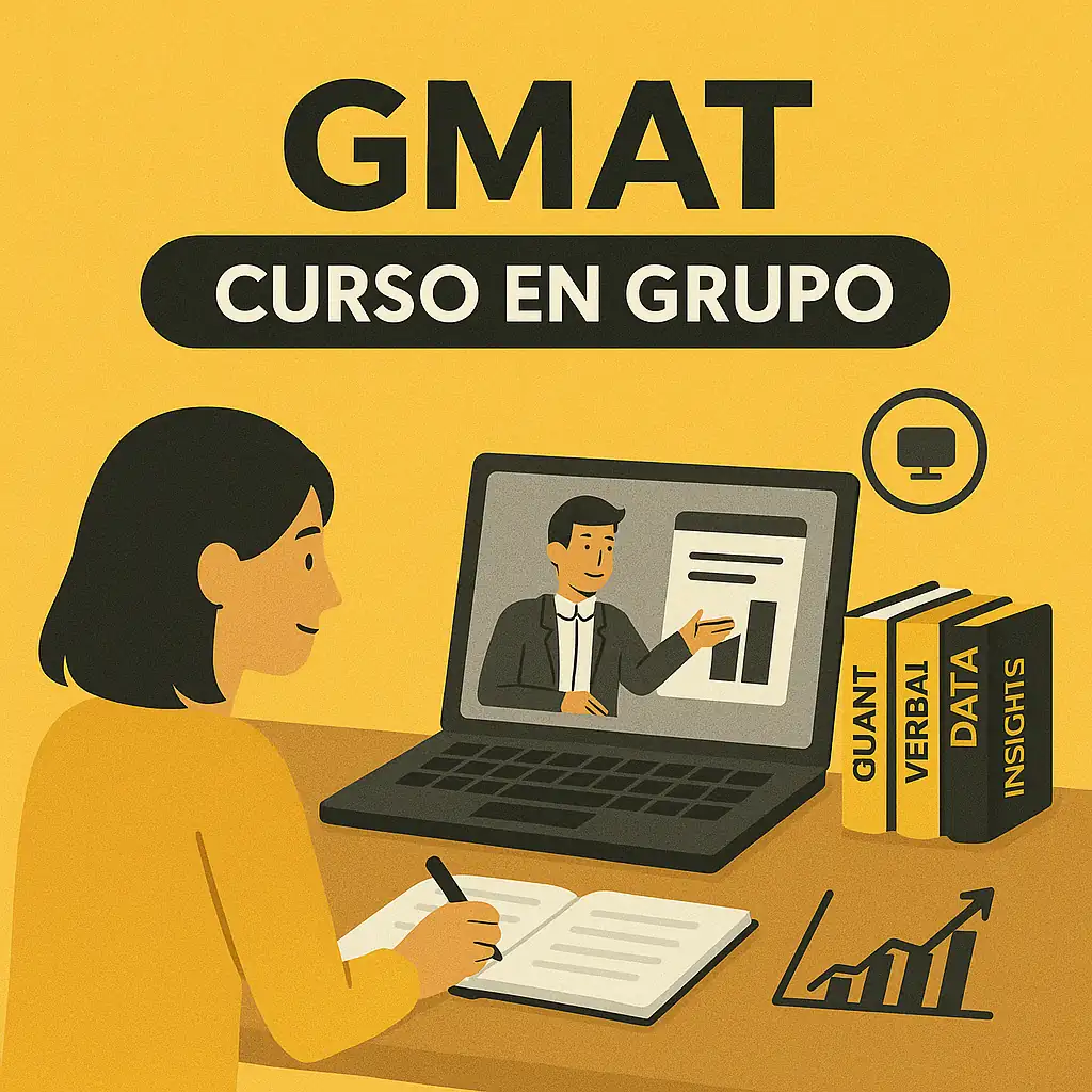 Estudiante en curso de GMAT en videollamada con profesor